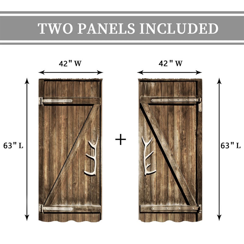 Cinbloo Rustic Western Curtains 42W x 63L Inch Rod Pocket Farmhouse Wooden Barnwood Country Bedroom Decor Vintage Retro Brown Wood Lodge Cabin Barn Door Living Room Window Drapes Fabric 2 Panels - Image 5